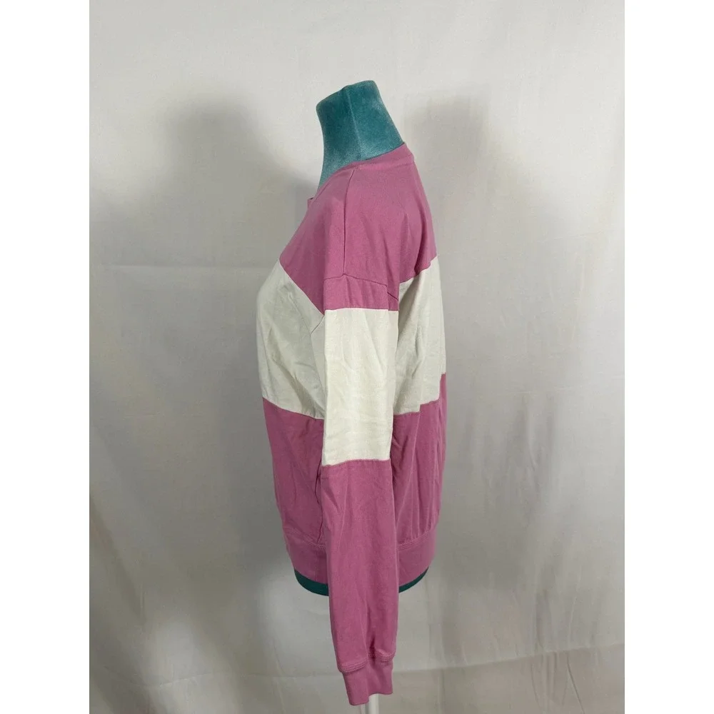 Nike Womens Pink White‎ Colorblock Script Logo Crewneck Sweatshirt Medium